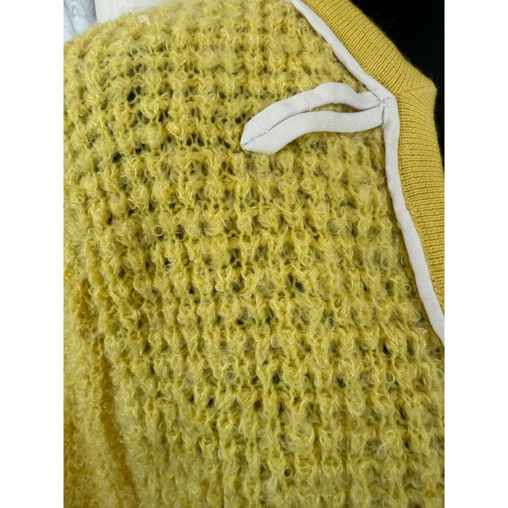 Vintage 50's Serbin Yellow Wool Womens Cardigan Sweater Yellow Siz M - Picture 13 of 14